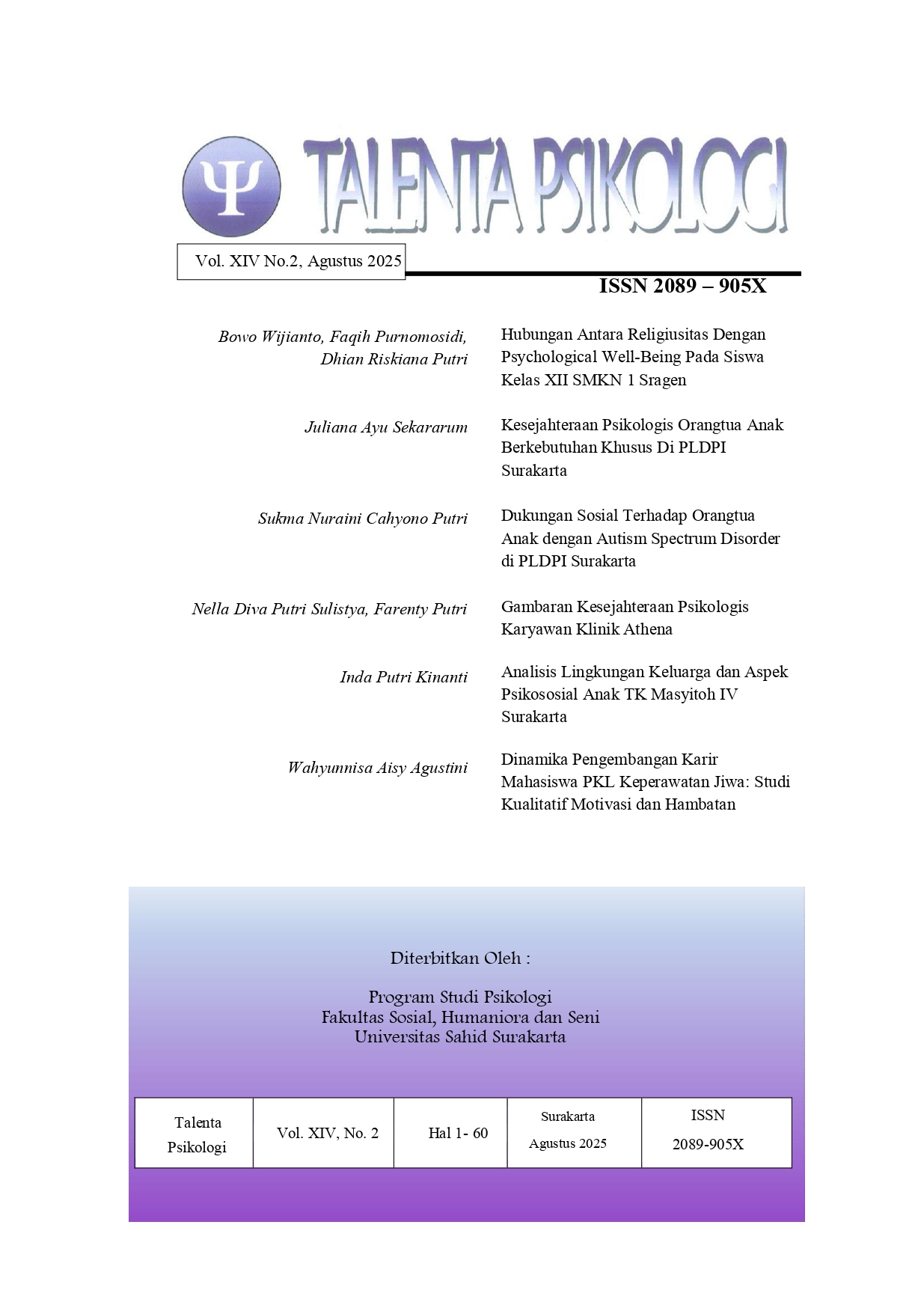 Jurnal Talenta Psikologi